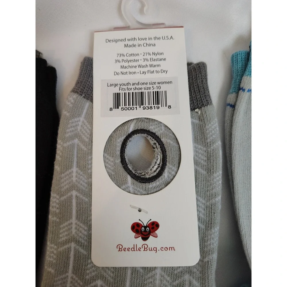 Lot Of 3 BeedleBug Sockietalkies Socks with A Pulley Womens 5-10 Youth Large NWT